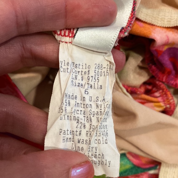 Vintage 90s one piece swimsuit floral bright tropical slimming Small - Picture 12 of 14